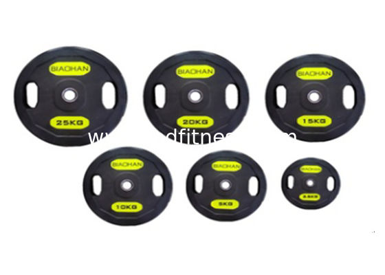 China PU / Steel Barbell Weight Plates 1.25 - 25 kgs Gym Accessories For Fitness Clubs supplier