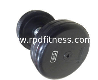 Logo Available Gym Fitness Dumbbell / Round Rubber Dumbbells For Gym Exercises supplier